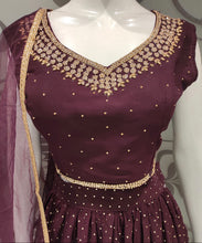 Load image into Gallery viewer, Maroon Georgette Crop Top with Stone and Dabka Work | Latest | - Kanchan Fashion Pvt Ltd
