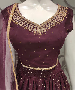 Maroon Georgette Crop Top with Stone and Dabka Work | Latest | - Kanchan Fashion Pvt Ltd