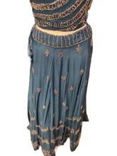 Load image into Gallery viewer, Blue Chinon Crop Top With Skirt
