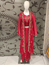 Load image into Gallery viewer, Red Georgette Shrug with Plazzo | Latest | - Kanchan Fashion Pvt Ltd
