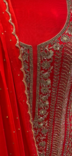 Load image into Gallery viewer, Red Unstitched Suit with Hand Embroidery
