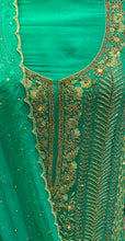 Load image into Gallery viewer, Sea Green Unstitched Suit with Hand Embroidery
