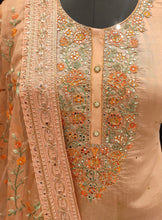 Load image into Gallery viewer, Chanderi Silk Unstitched Suit with Oraganza Dupatta

