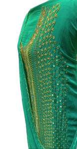 Sea Green Unstitched Suit with Hand Embroidery