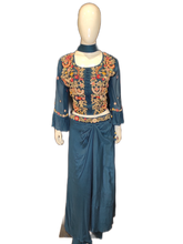 Load image into Gallery viewer, Georgette Crop Top with Drape Skirt and Dupatta
