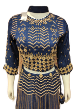 Load image into Gallery viewer, Blue Crop Top with Skirt and Hand Embroidery
