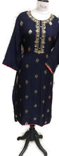 Load image into Gallery viewer, Blue Silk Semi Stitched Suit with Floral Dupatta
