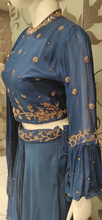 Load image into Gallery viewer, Blue Chinon Crop Top with Hand Embroidery | Latest | - Kanchan Fashion Pvt Ltd
