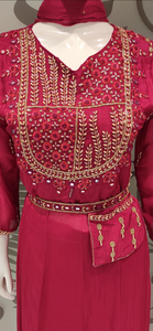 Red Georgette Plazzo with Belt | Latest | - Kanchan Fashion Pvt Ltd