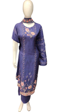 Load image into Gallery viewer, Purple Silk Semi Stitched Suit with Dupatta
