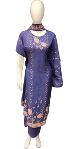 Purple Silk Semi Stitched Suit with Dupatta