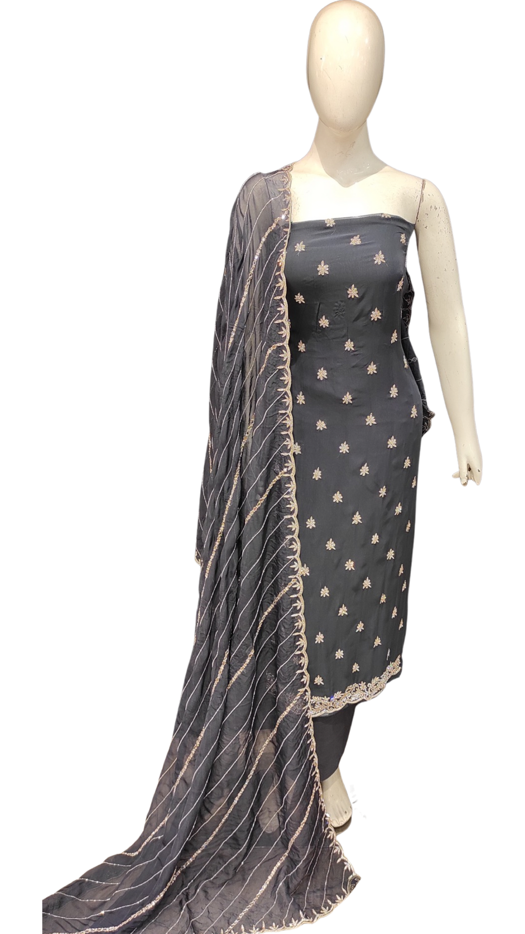 Georgette Unstitched Suit with Hand Work and Dupatta