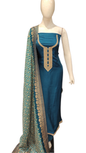 Load image into Gallery viewer, Neemzari Embroidery Silk Unstitched Suit with Banarasi Dupatta
