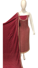 Load image into Gallery viewer, Crepe Unstitched Suit with Hand Work and Dupatta
