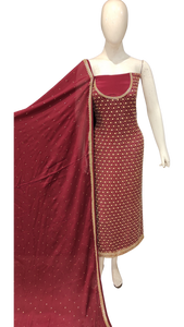 Crepe Unstitched Suit with Hand Work and Dupatta