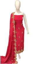 Load image into Gallery viewer, Pure Crepe Unstitched Suit with Cutdana,Jarkan Work and Dupatta
