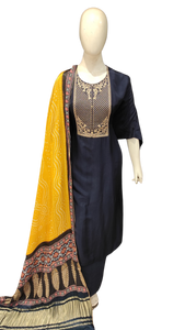 Silk Printed Semi Stitched Suit with Dupatta