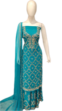 Load image into Gallery viewer, Georgette Unstitched Suit with Hand Work and Stitched Garara
