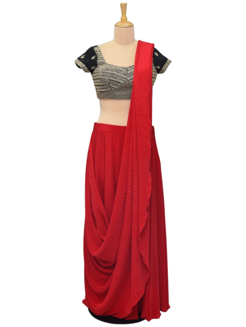 Imported Fabric Drape Saree with Hand Embroidery