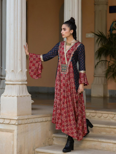 Modal One Piece Suit With Thread Embroidery