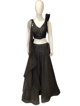 Load image into Gallery viewer, Black Indo western Dress Dupatta With Sequins Work
