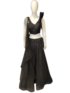 Black Indo western Dress Dupatta With Sequins Work