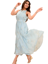 Load image into Gallery viewer, Light Blue cotton Printed Dress
